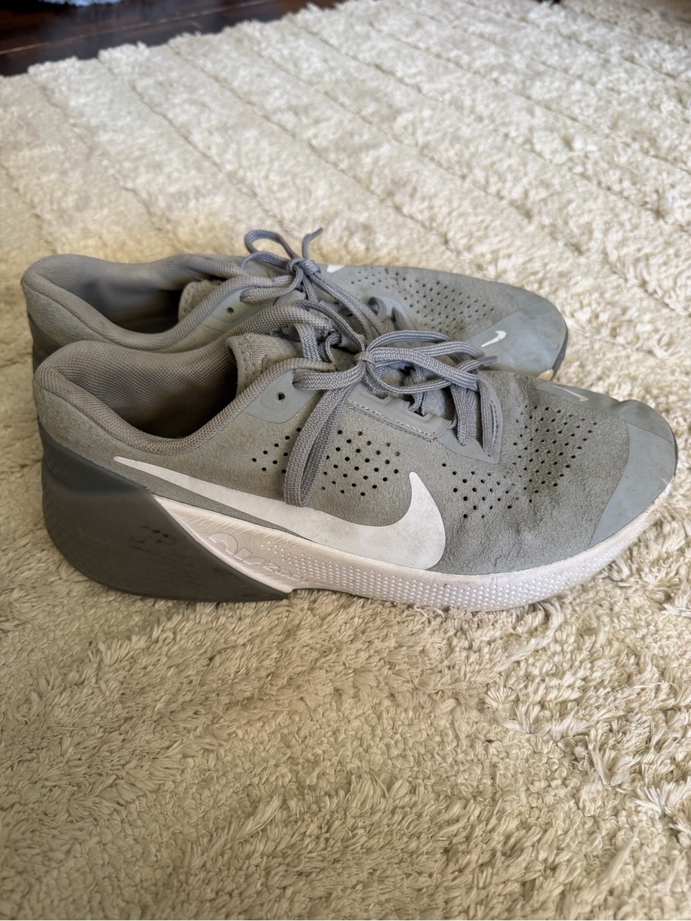 Nike Light Gray Suede Sneakers with White Swoosh